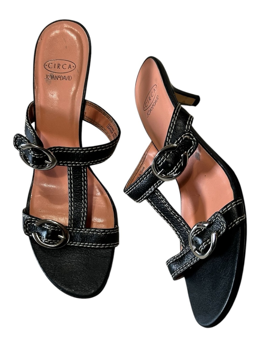 Circa Joan & David Black Leather Heeled Sandals 90’s Minimalist Chic Y2K 8.5